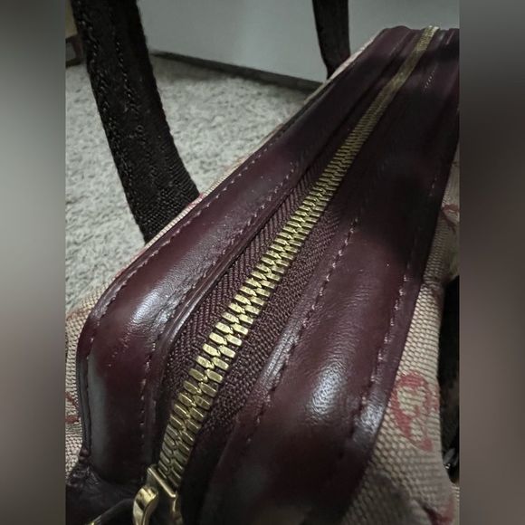 RARE vintage LV denim burgundy Josephine mini Lin. - Picture 9 of 14